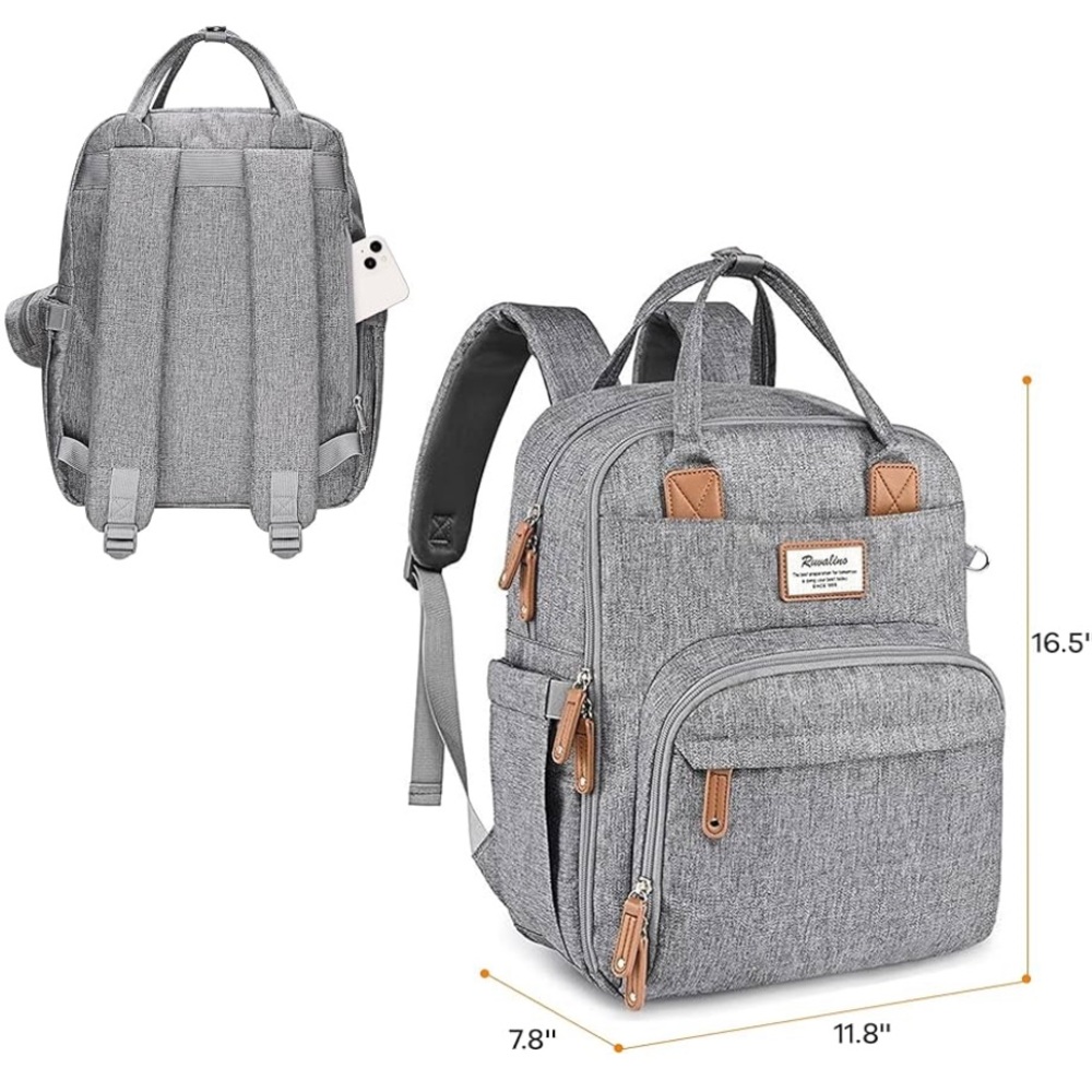 NEW Gray Ruvalino Large Lightweight Backpack Diaper Bag